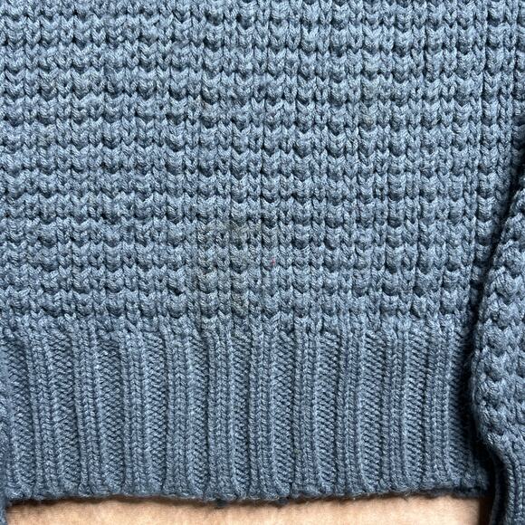 Vintage 80s Justin Blake Striped Knit V Neck Sweater Blue Pullover Retro Fall - Picture 7 of 8